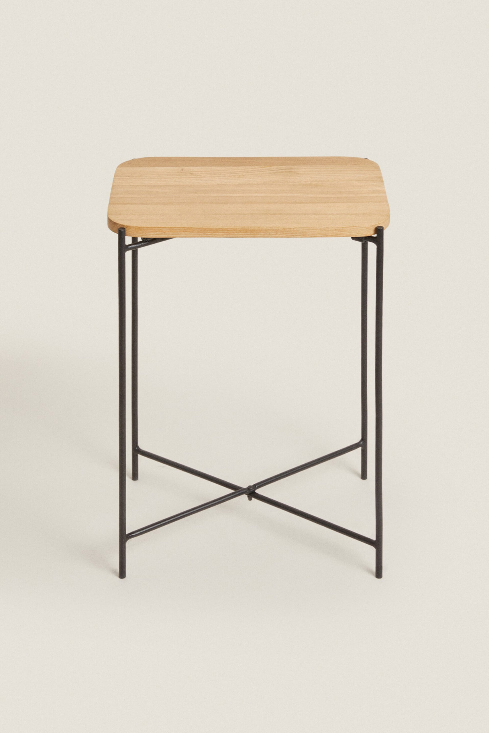 OAK AND METAL BEDSIDE TABLE - Image 2