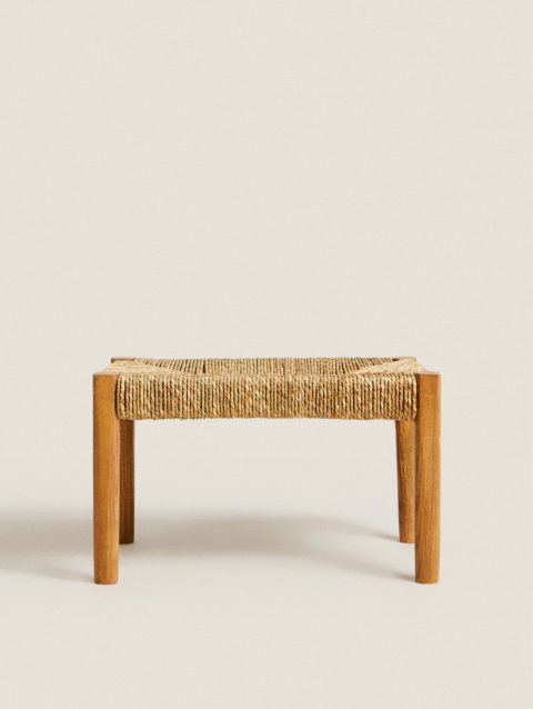 OAK AND SEAGRASS MINI STOOL