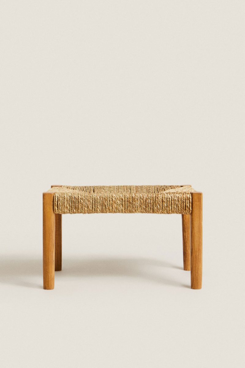 OAK AND SEAGRASS MINI STOOL