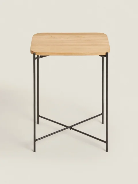 OAK AND METAL SIDE TABLE