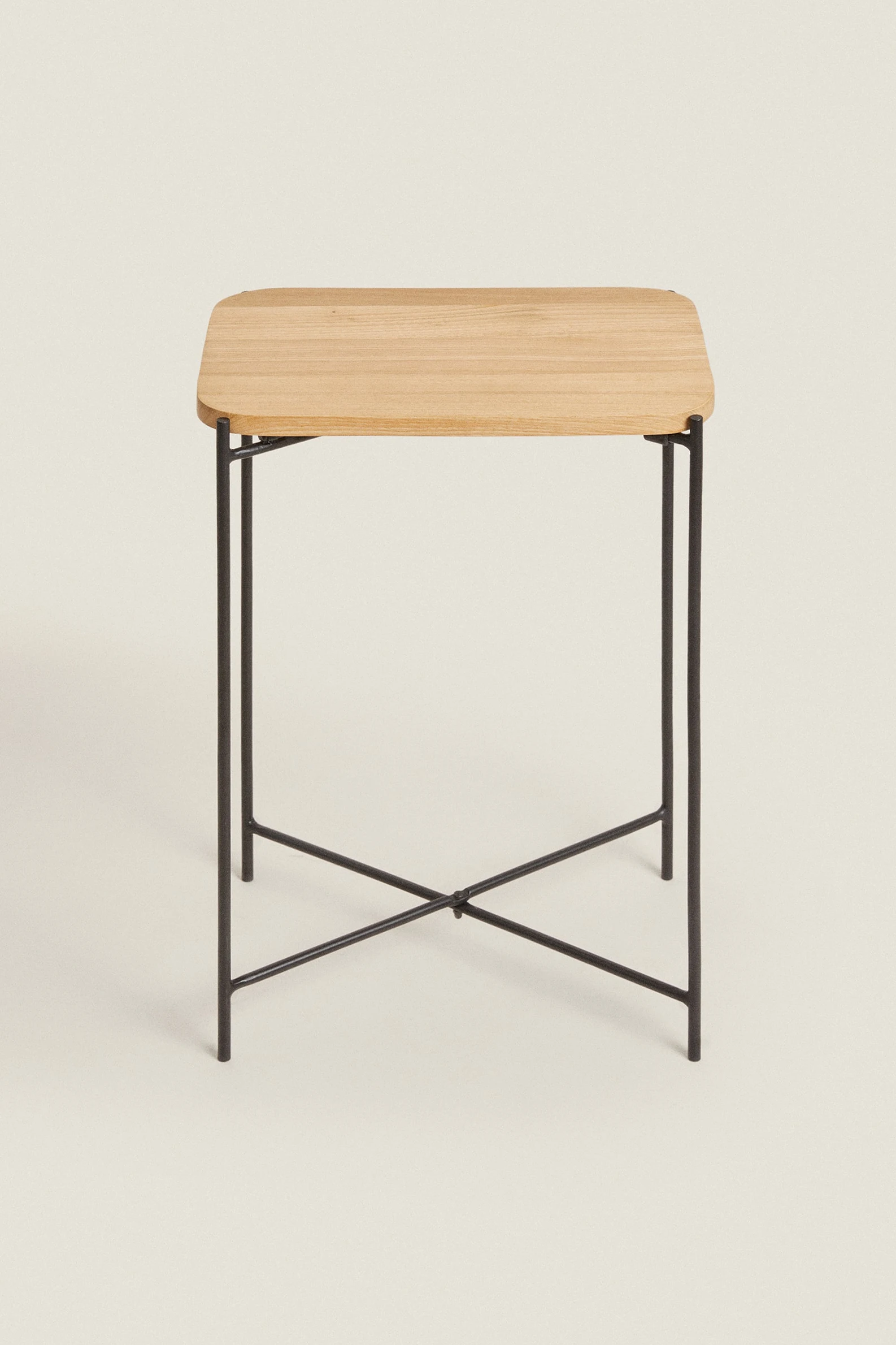 OAK AND METAL SIDE TABLE