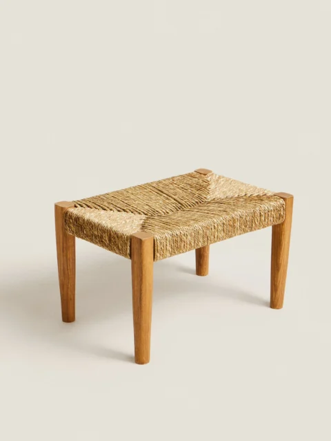 OAK AND SEAGRASS MINI STOOL