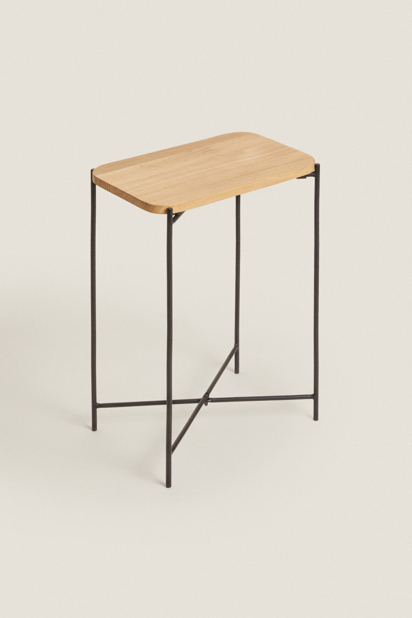 OAK AND METAL BEDSIDE TABLE - Image 3