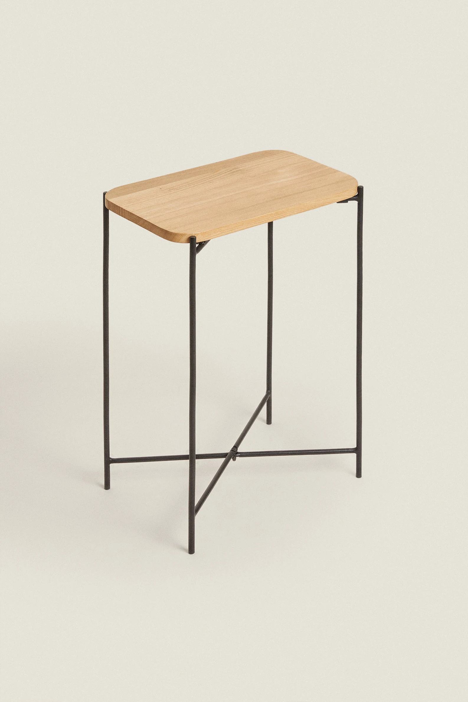 OAK AND METAL SIDE TABLE - Image 2