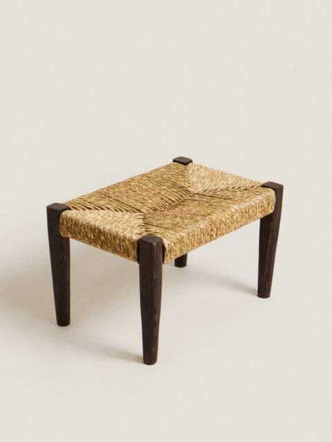 OAK AND SEAGRASS MINI STOOL