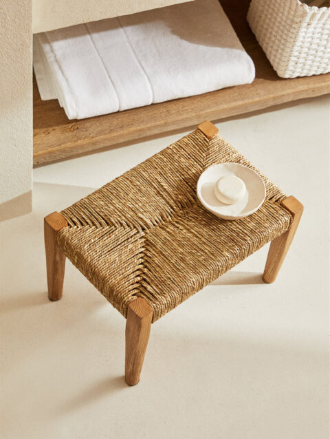 OAK AND SEAGRASS MINI STOOL