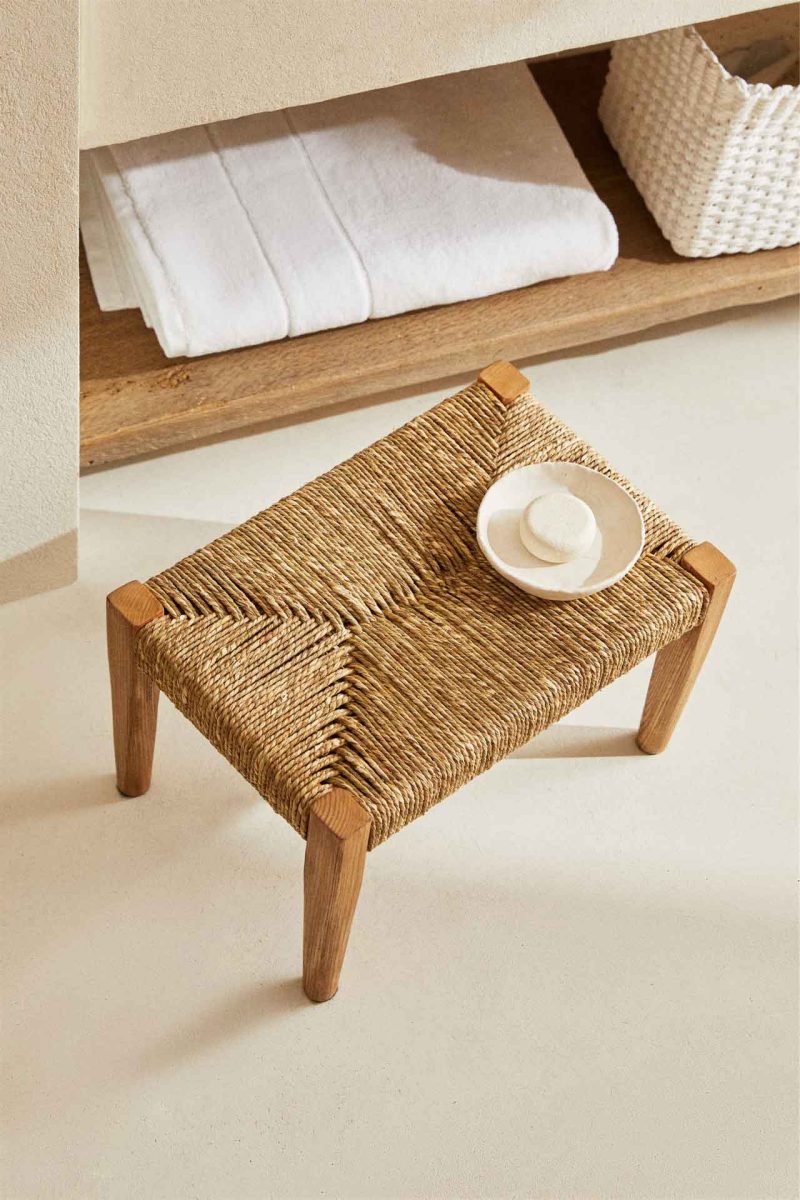 OAK AND SEAGRASS MINI STOOL - Image 5
