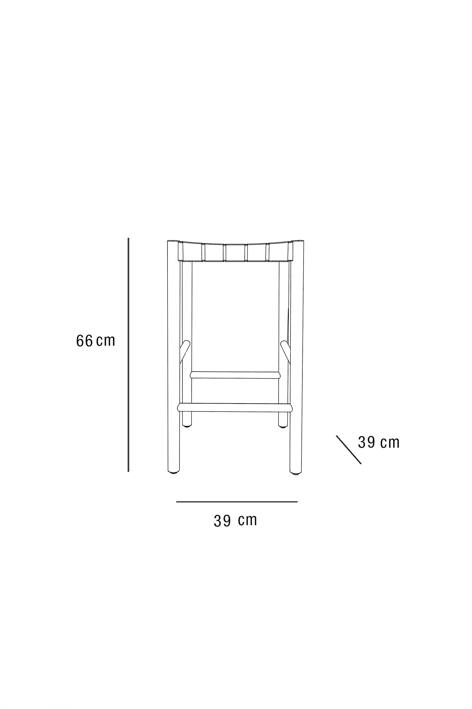 OAK AND LINEN WEBBING STOOL - Image 5