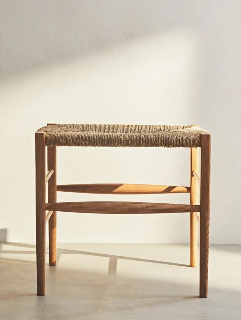 OAK AND SEAGRASS SMALL BENCH