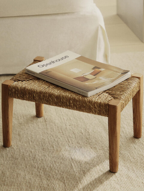 OAK AND SEAGRASS MINI STOOL