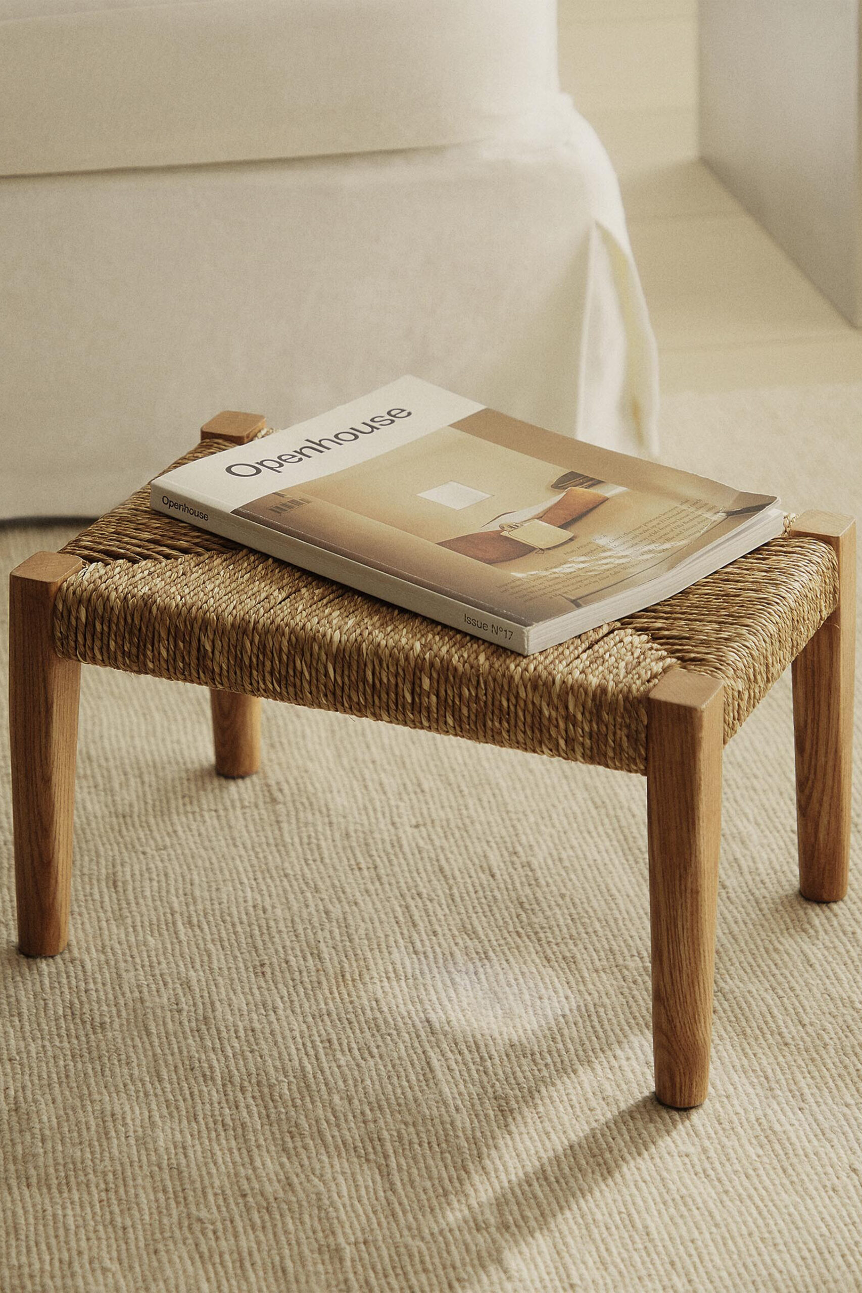 OAK AND SEAGRASS MINI STOOL