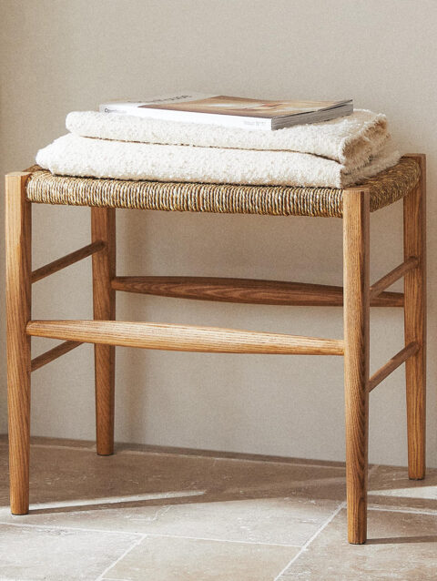 OAK AND SEAGRASS SMALL BENCH