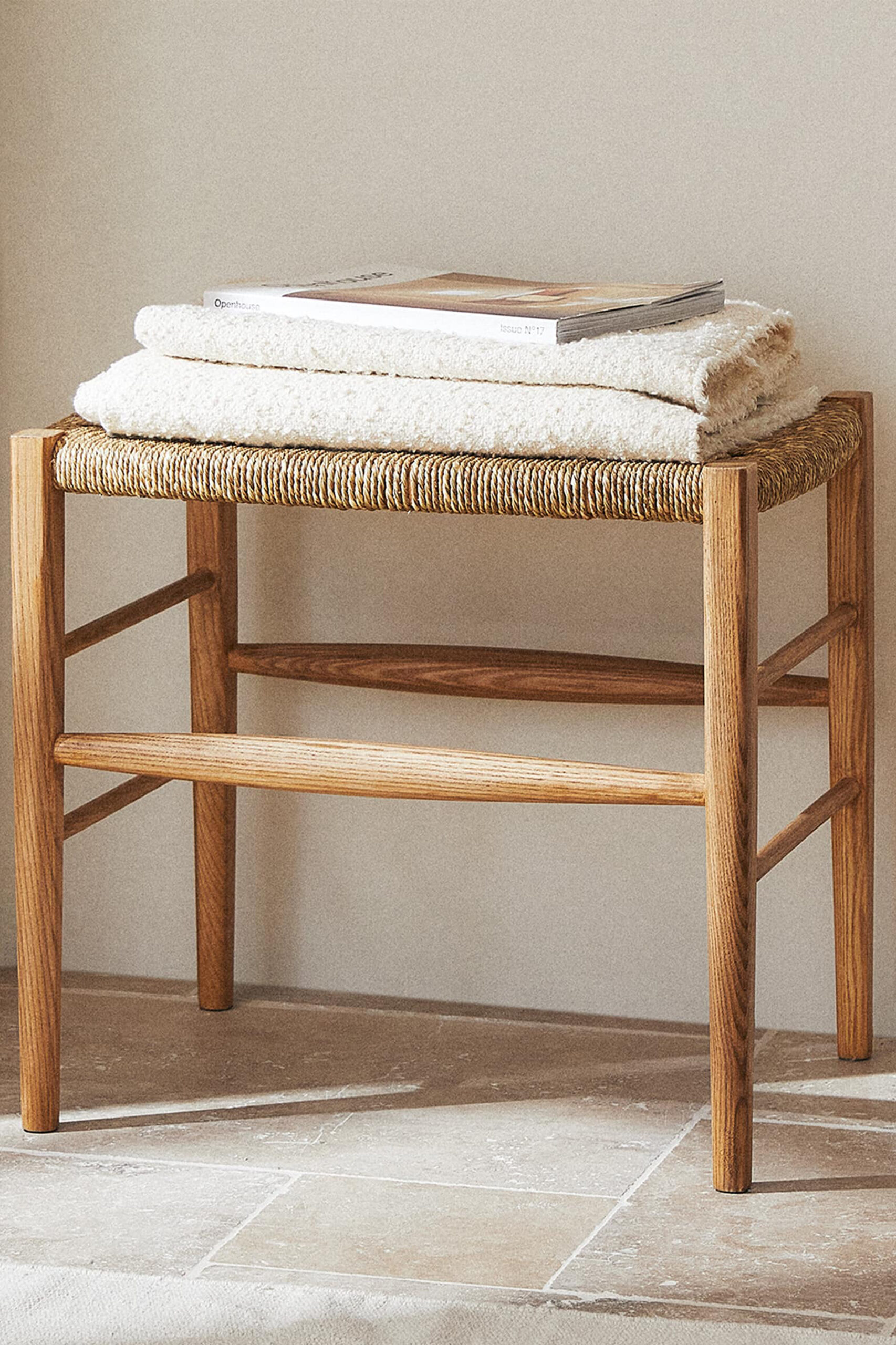 OAK AND SEAGRASS SMALL BENCH